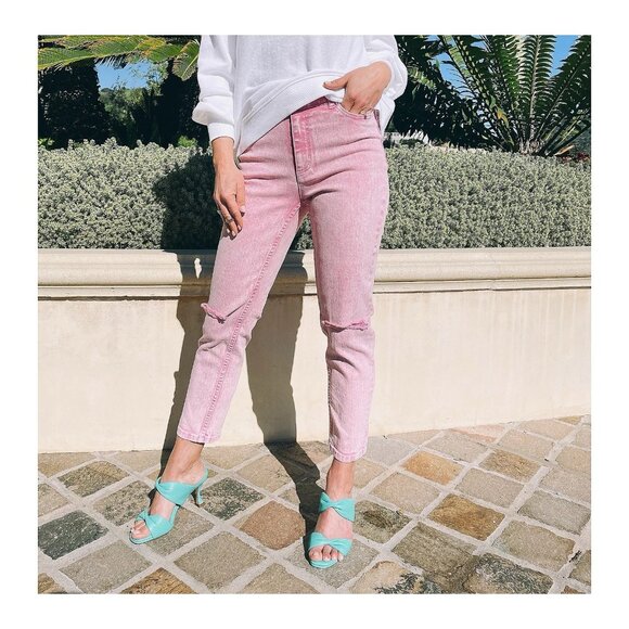 Candace‎ Cameron Bure Straight Leg Color Jeans Size 28W Rose Quartz A480583 - Picture 1 of 4